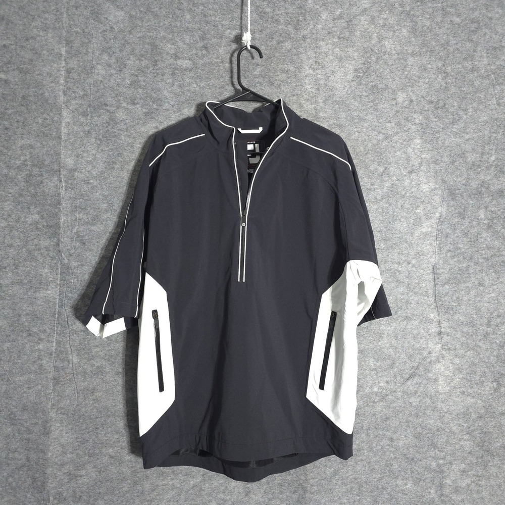 FootJoy DryJoys Tour Collection Men M Black White Golf Rain Wind Pullover Jacket